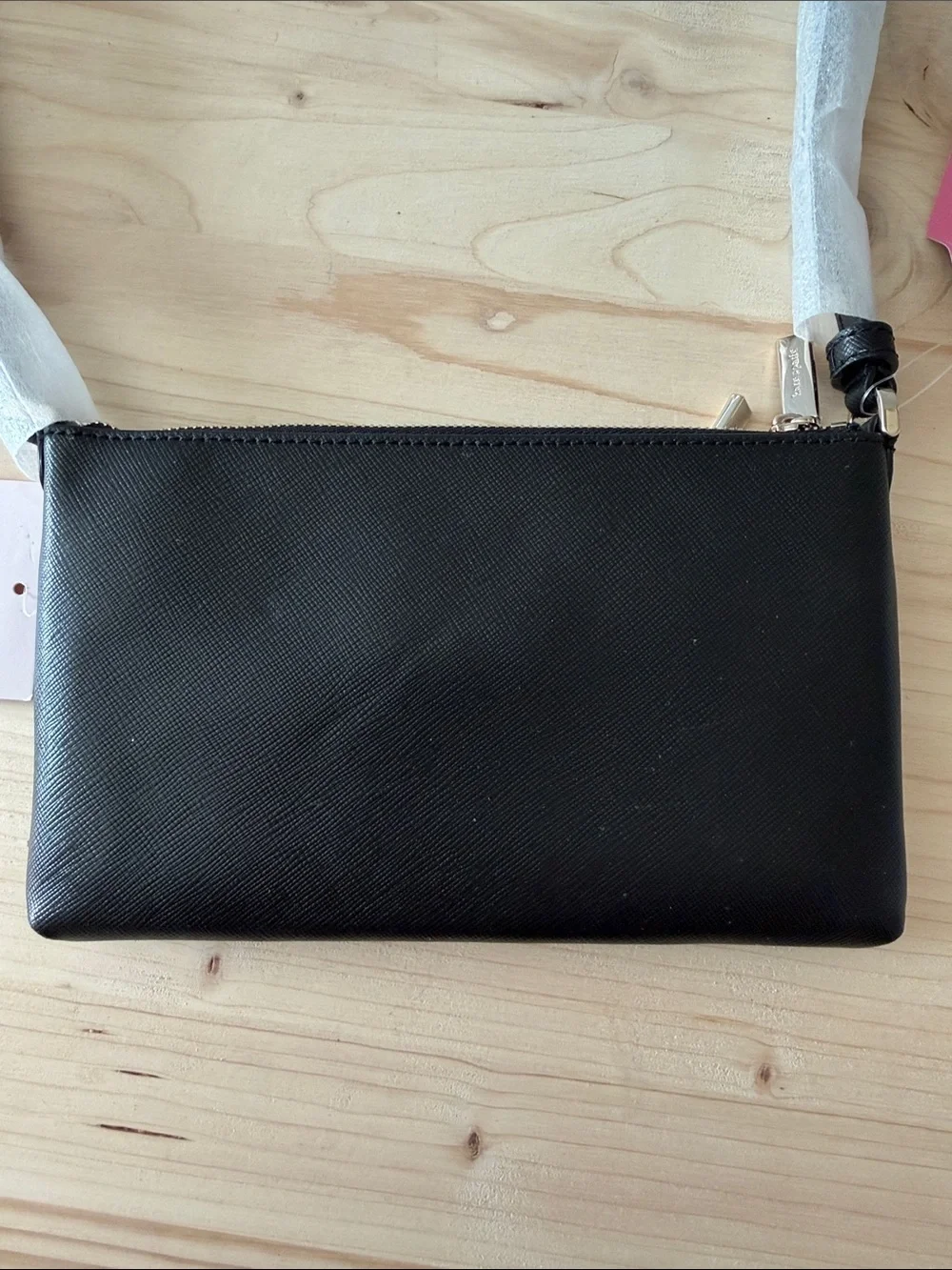 kate spade Black Crossbody Wallet with Pale Pink Front Pocket